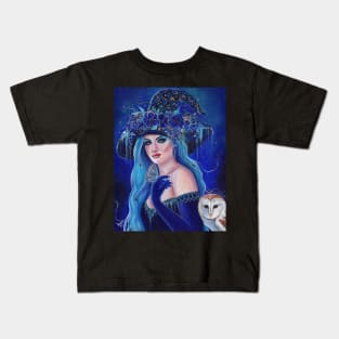 Charmed witch with owl by Renee  L. Lavoie Kids T-Shirt